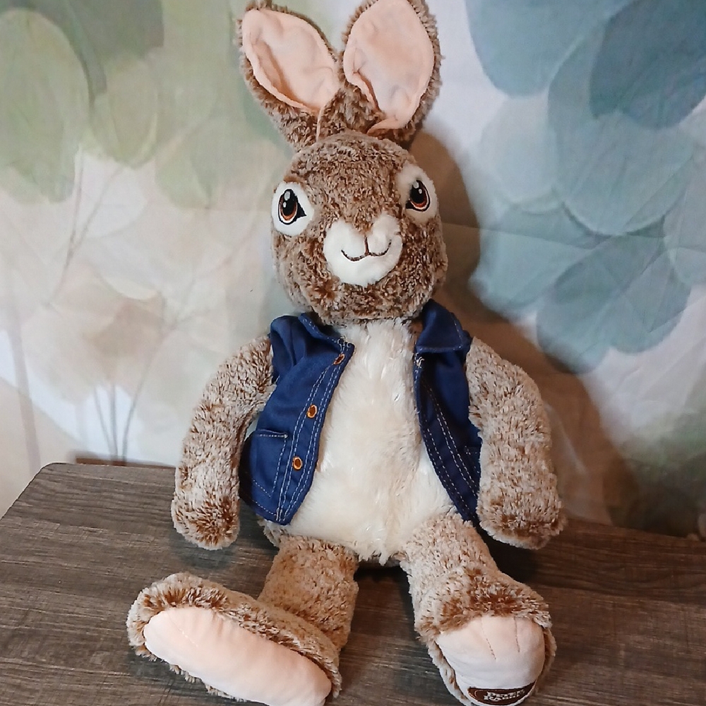 Plush Bunny Toy with Blue Jacket